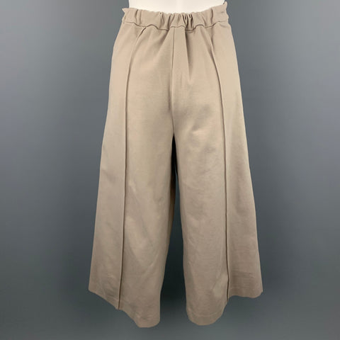 ANTEPRIMA Size 8 Khaki Cotton Blend Cropped Wide Leg High Waisted Casual Pants