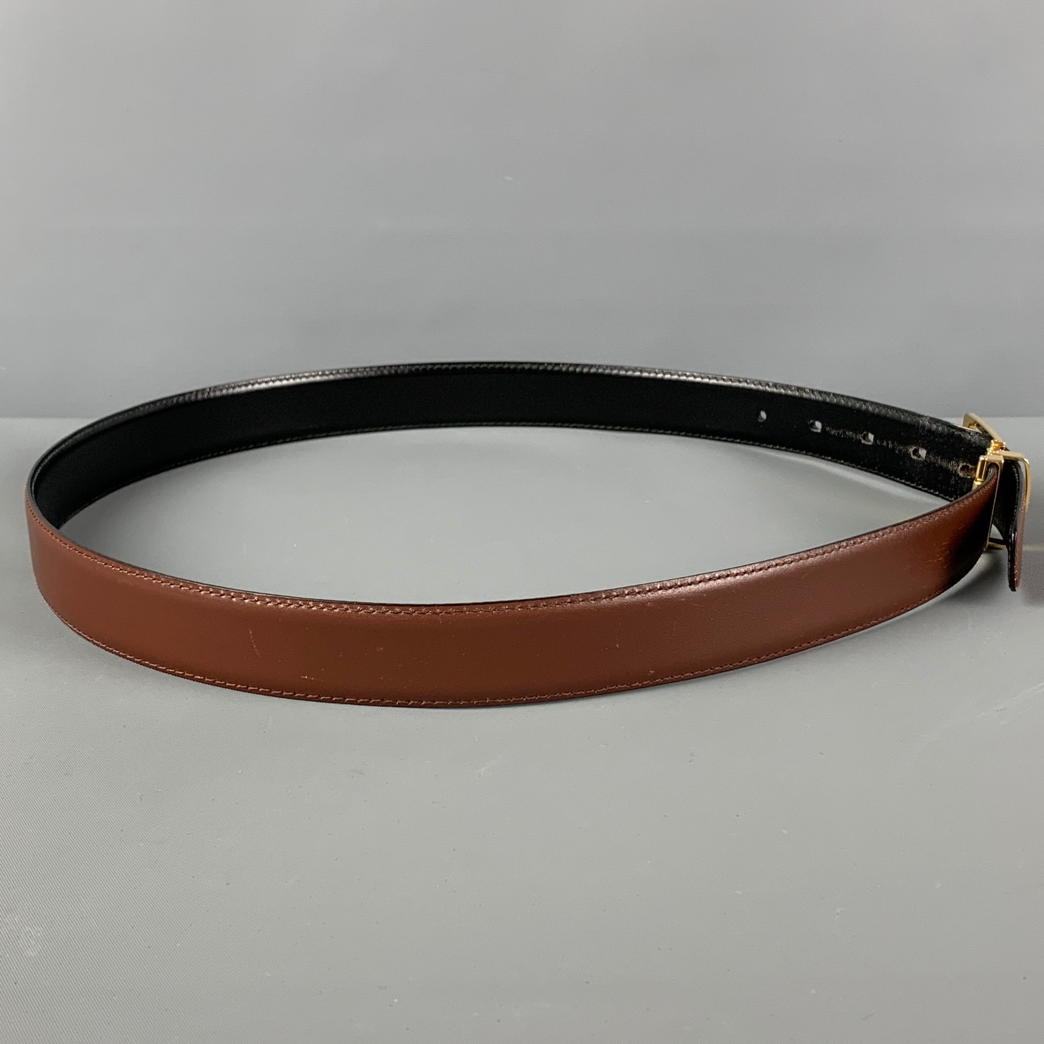 SULKA Size 34 Brown Leather Belt