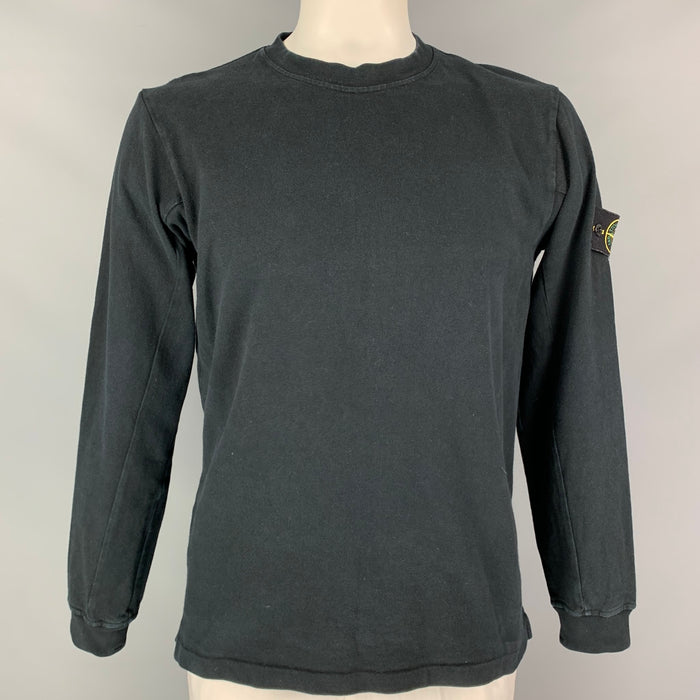 STONE ISLAND Size L Black Cotton Long Sleeve T-shirt