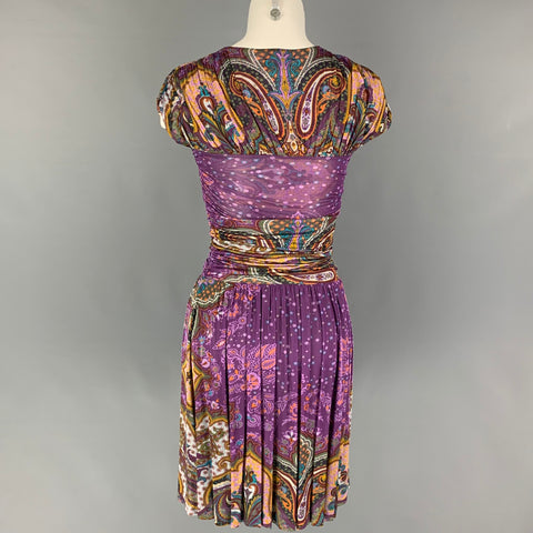 ETRO Vestido sin mangas de cachemira de viscosa multicolor morado talla 4
