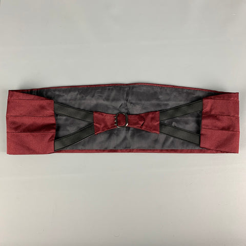 GIANNI VERSACE Size S Burgundy Pleated Silk Satin Cummerbund