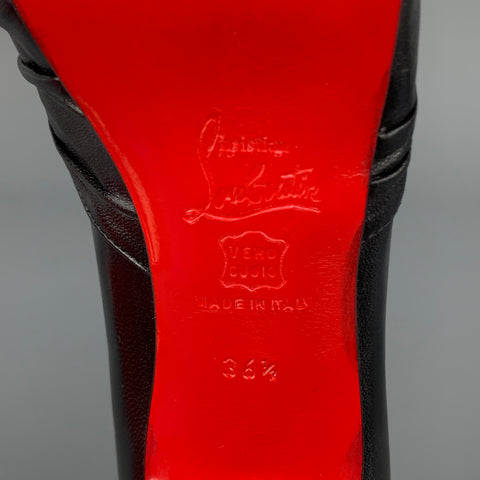 CHRISTIAN LOUBOUTIN Jenny Size 6.5 Black Leather Knot Peep Toe Pumps