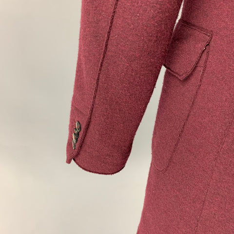 BARENA Taille 42 Manteau boutonné en laine texturée / polyamide bordeaux
