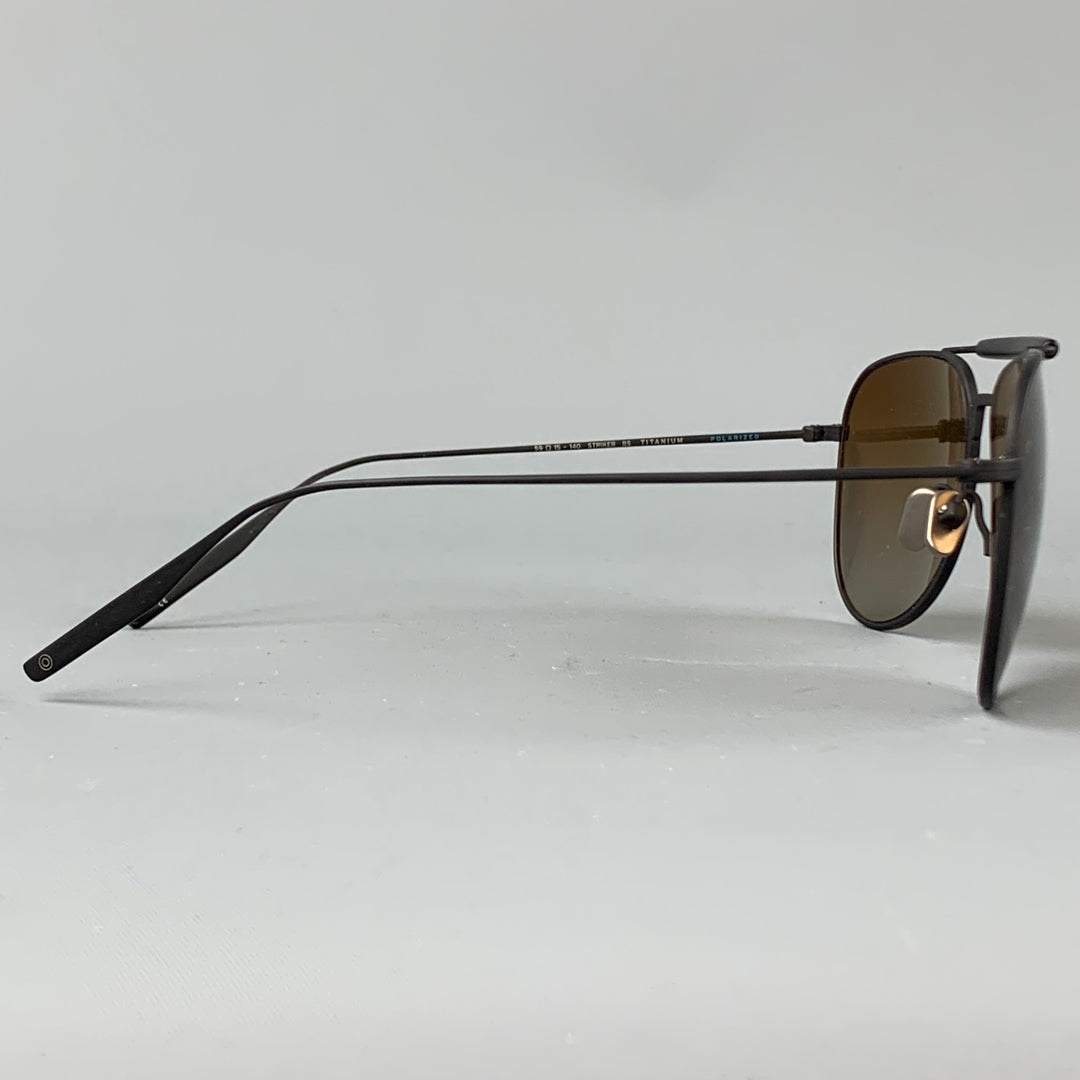 SALT Black Titanium Aviator Sunglasses
