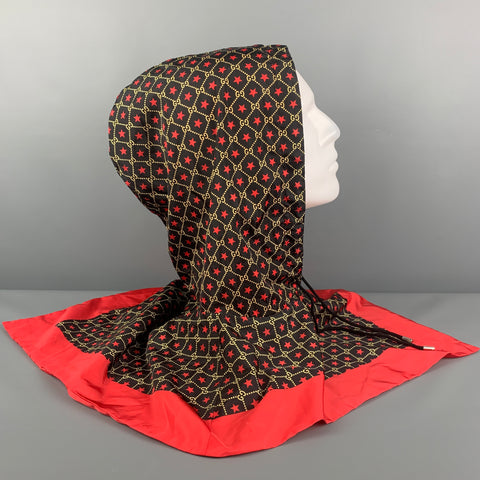 GUCCI Size M Black Red GG Star Print Polyamide Hood