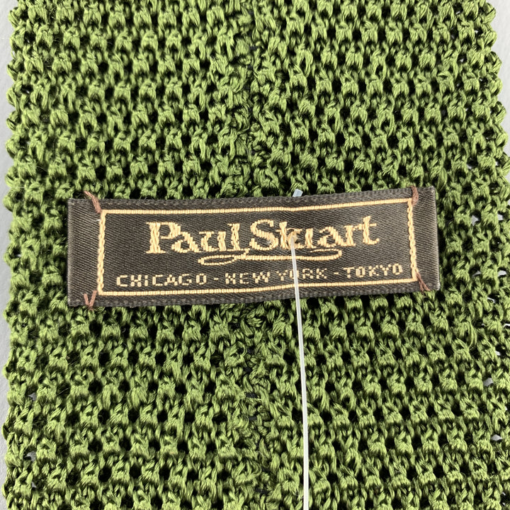 PAUL STUART Olive Silk Textured Knit Tie