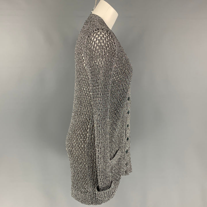 MARC JACOBS 2018 Size M Silver Nylon Metallic Knitted Cardigan