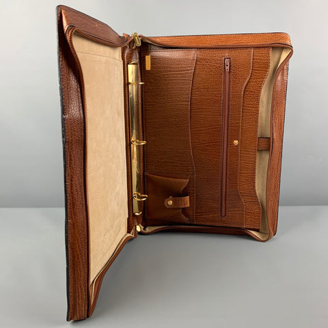 BALLY Cognac Leather 3 Ring Binder