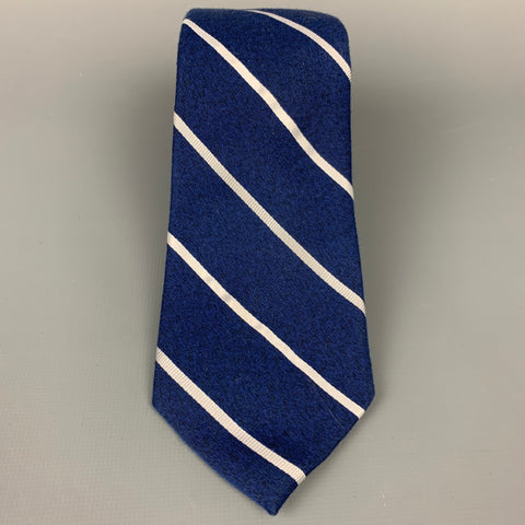 CROFT & BARROW Navy & White Diagonal Stripe Cotton Blend Tie