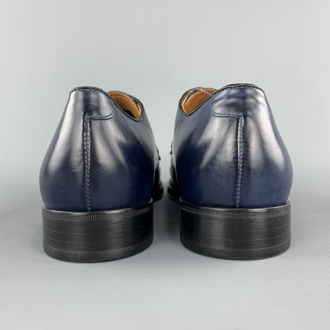 PS by PAUL SMITH Size 11 Navy Antique Leather Cap Toe Lace Up Dress Shoes