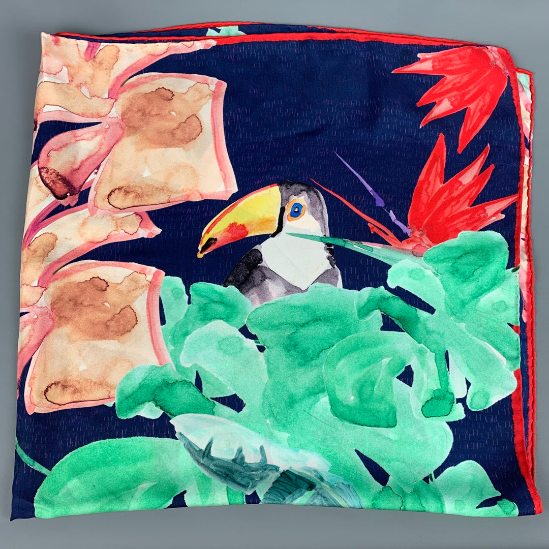 CAROLINA HERRERA Multi-Color Floral Twill Scarf