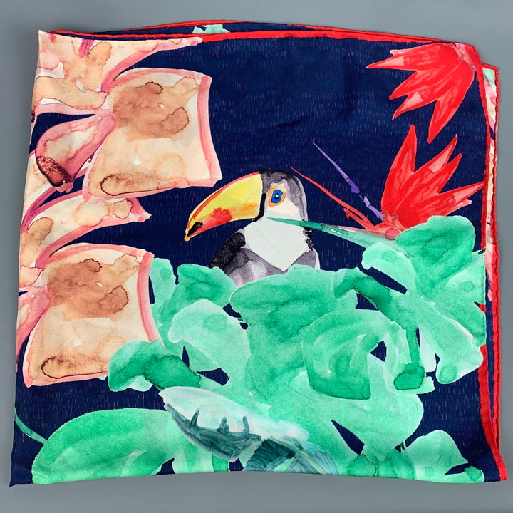 CAROLINA HERRERA Multi-Color Floral Twill Scarf