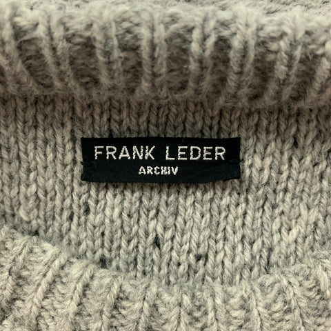 FRANK LEDER Jersey de cuello redondo de lana de punto gris talla M