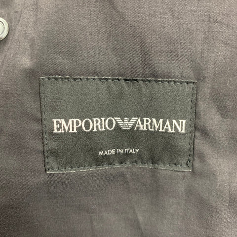 EMPORIO ARMANI Size 40 Black White Stripe Leather Jacket