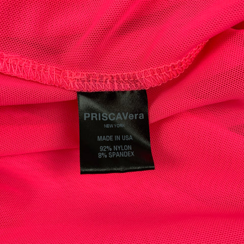 PRISCAVera Size L Pink Nylon See Through Button Up Shirt