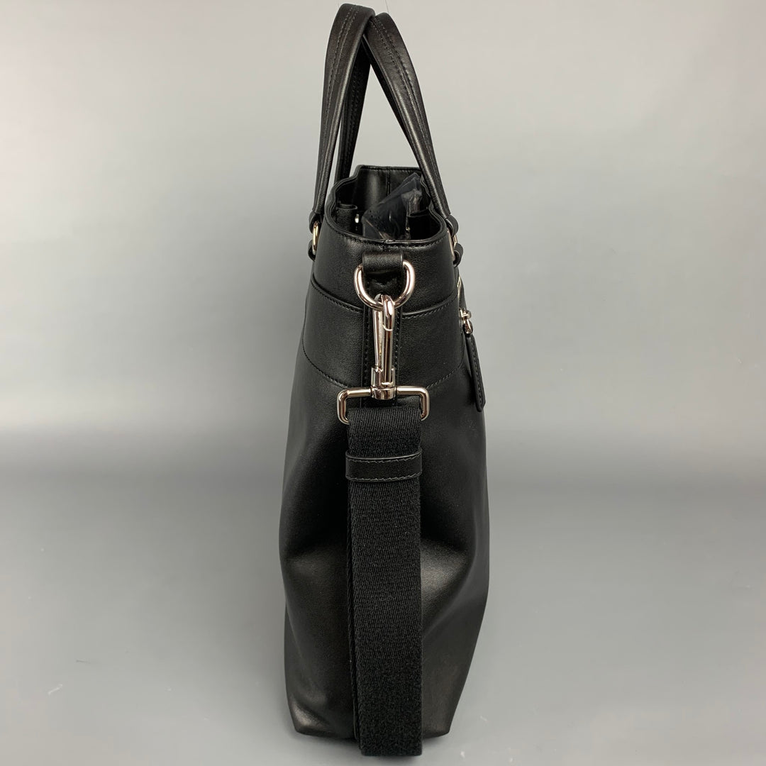 BALLY Black Stripe Leather Rectangle Tote Bag