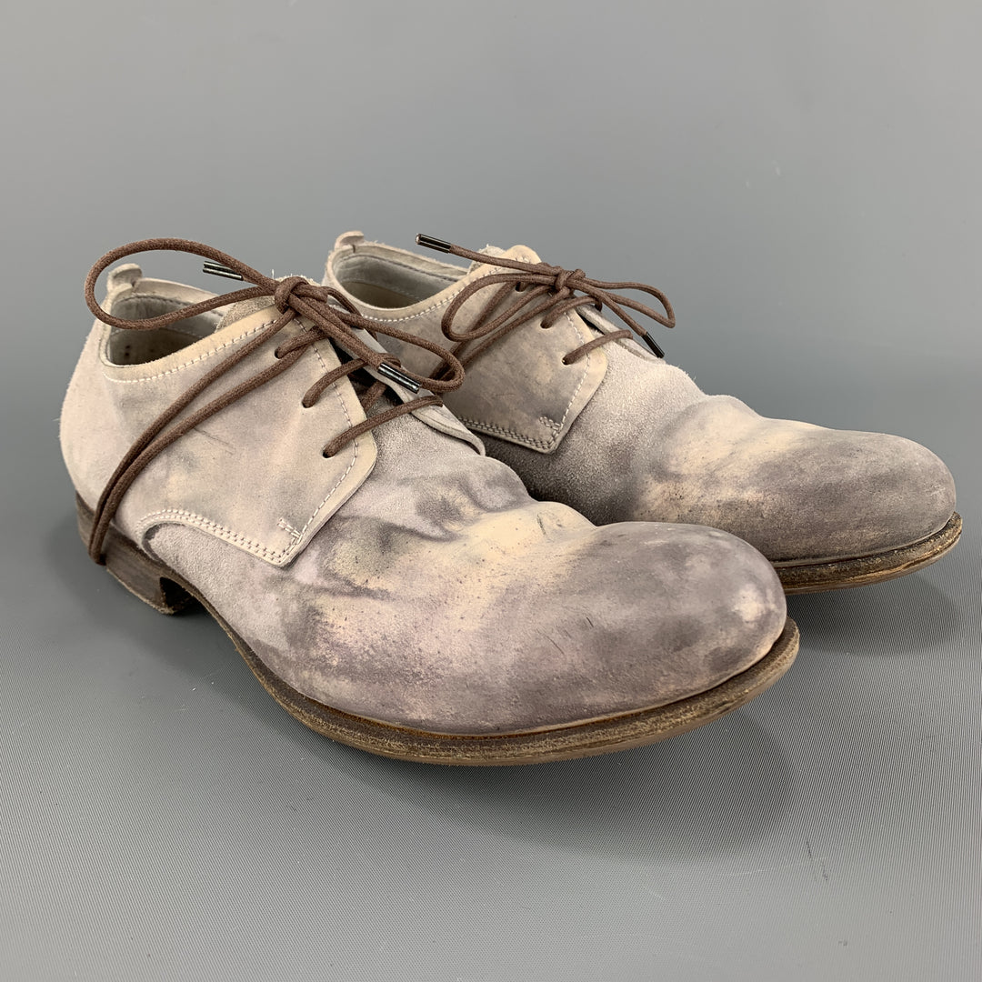 LAYER-O Talla 7 Zapatos brogue de encaje de cuero desgastado gris