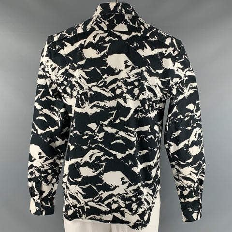 MARKUS LUPFER Size L Black White Print Cotton Button Up Long Sleeve Shirt