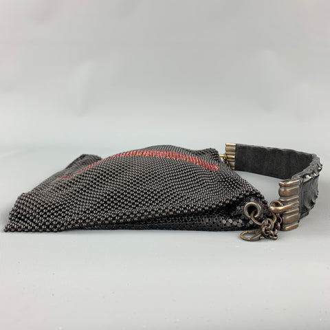 LAURA B Black Mesh Metal Alligator Evening Handbag