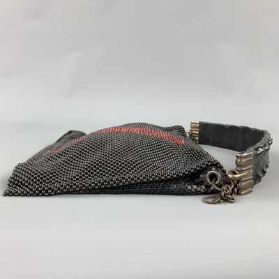 LAURA B Black Mesh Metal Alligator Evening Handbag