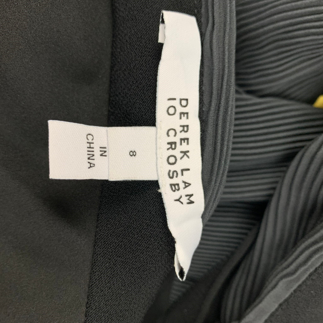 DEREK LAM Size 8 Multi-Color Polyester Pleated One Shoulder Dress