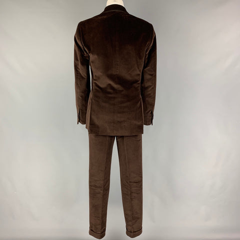 MASSIMO PIOMBO Size 34 Brown Velvet Cotton Double Breasted Suit