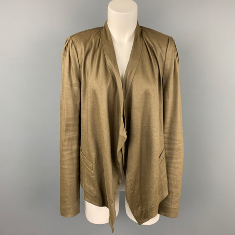 DIANE VON FURSTENBERG Taille 8 Veste avant ouverte en mélange de lin olive