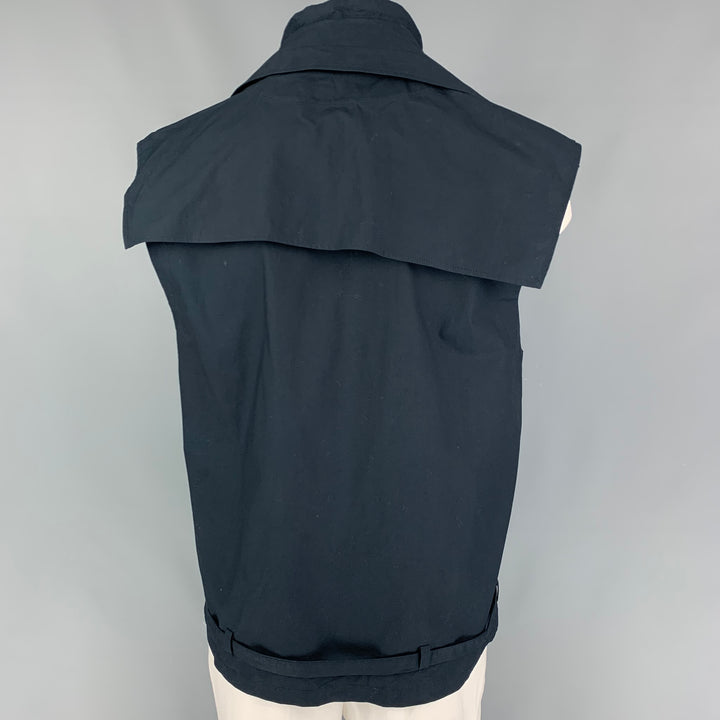 3.1 PHILLIP LIM Size S Navy Cotton High Collar Vest