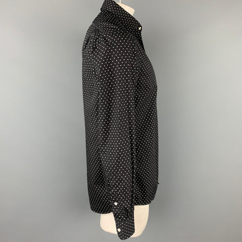 RALPH LAUREN Purple Label Size L Black & White Dots Cotton Button Up Long Sleeve Shirt
