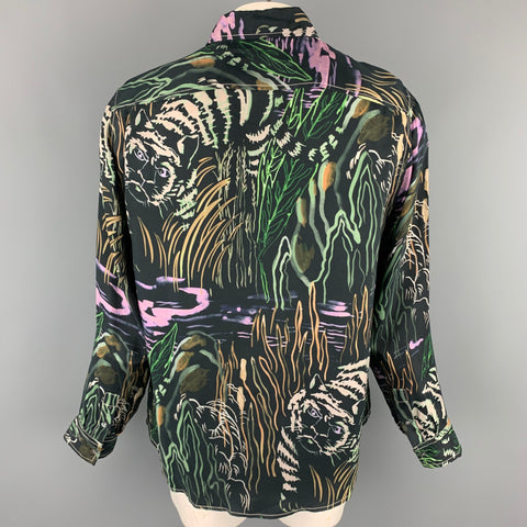 3.1 PHILLIP LIM Camisa Manga Larga Cupro Estampado Multicolor Talla XL