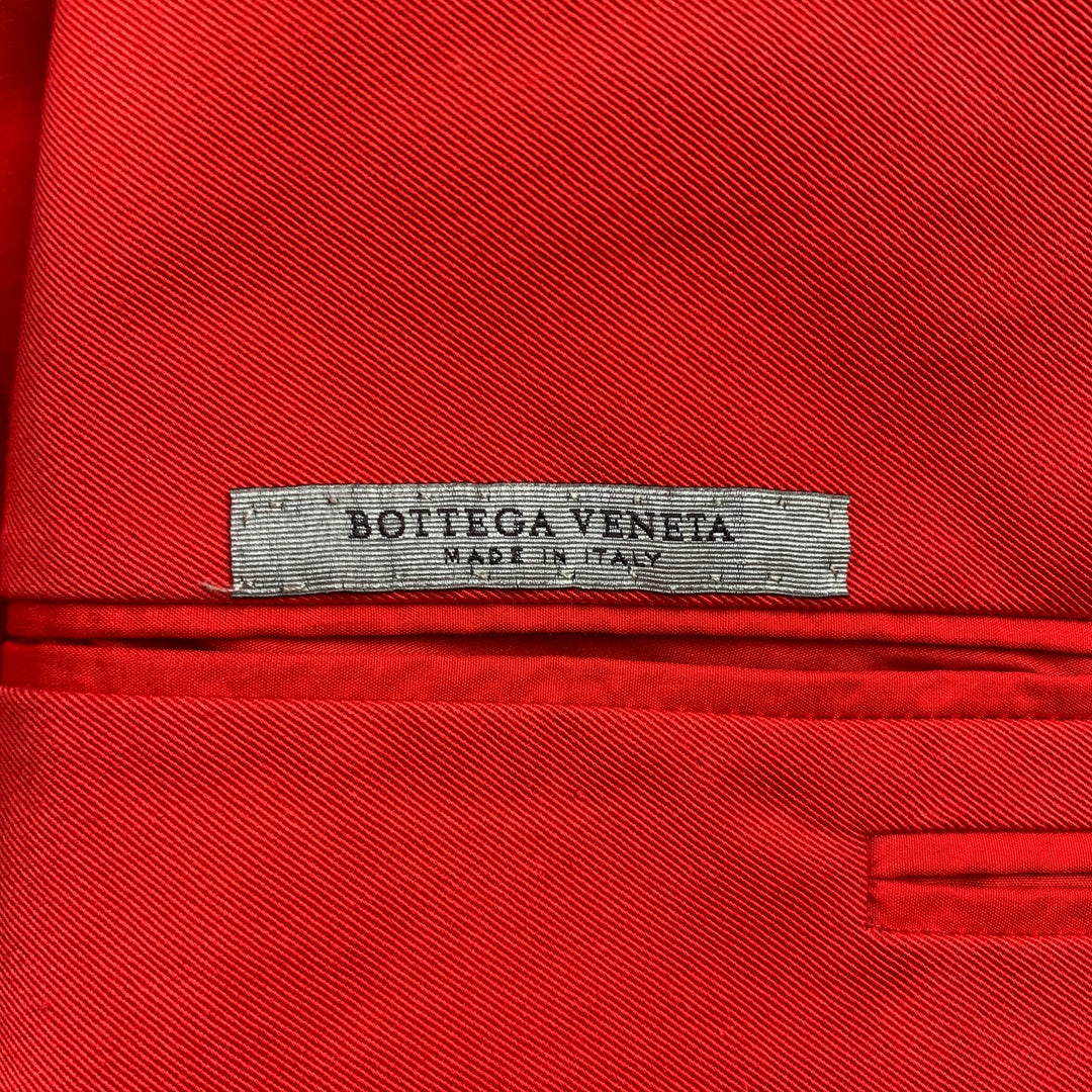 BOTTEGA VENETA Size 42 Red Cotton Notch Lapel Sport Coat