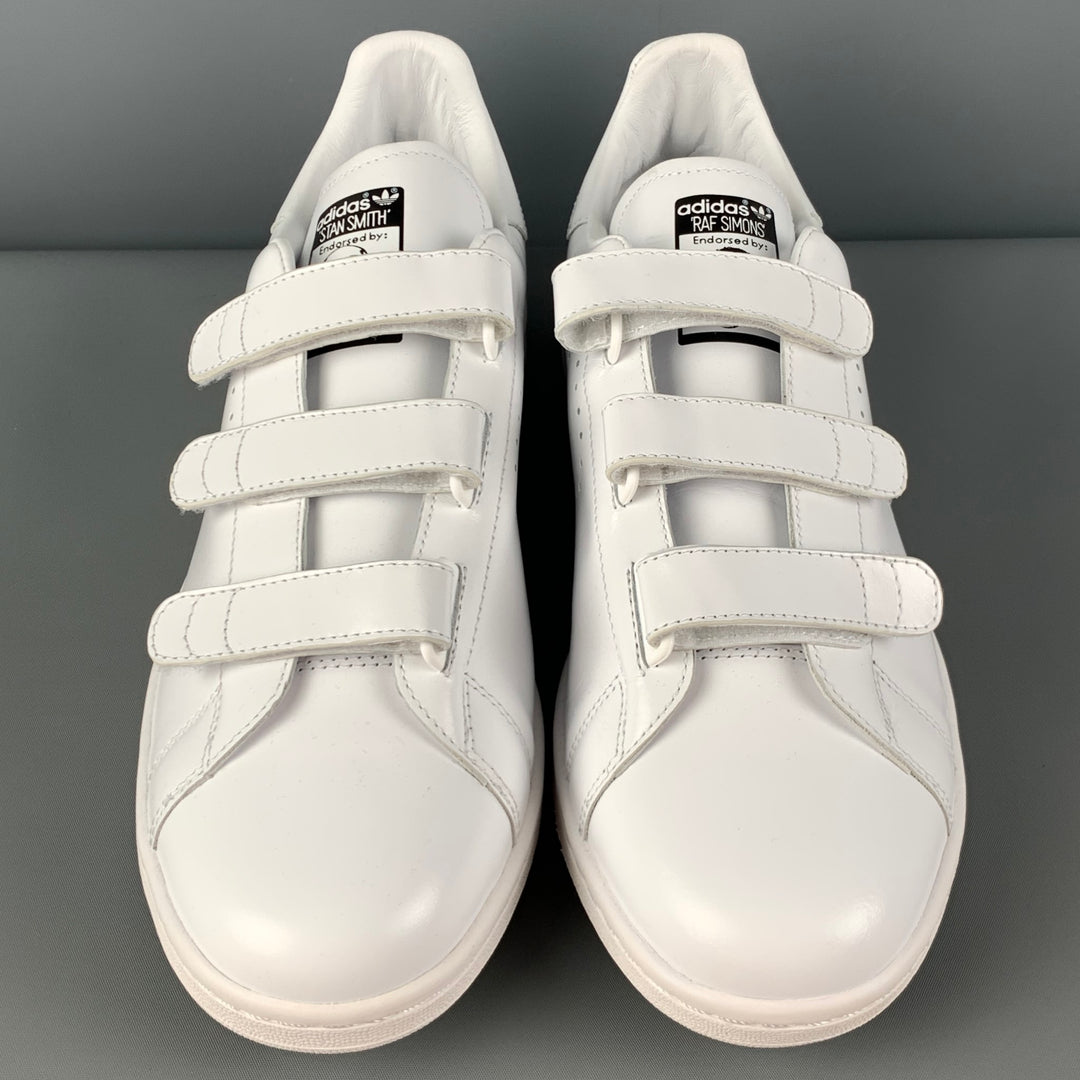 ADIDAS x RAF SIMONS Size 10.5 White Leather Velcro Closure Sneakers Sui Generis Designer Consignment ADIDAS x RAF SIMONS Size 10.5 White Leather Velcro Closure Sneakers Sui Generis Designer Consignment