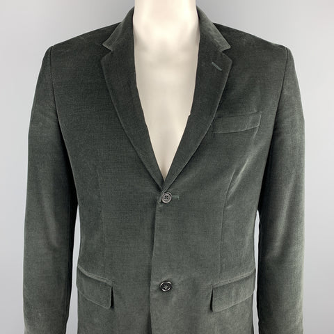 MARC JACOBS Size 40 Forest Green Textured Corduroy Notch Lapel Sport Coat