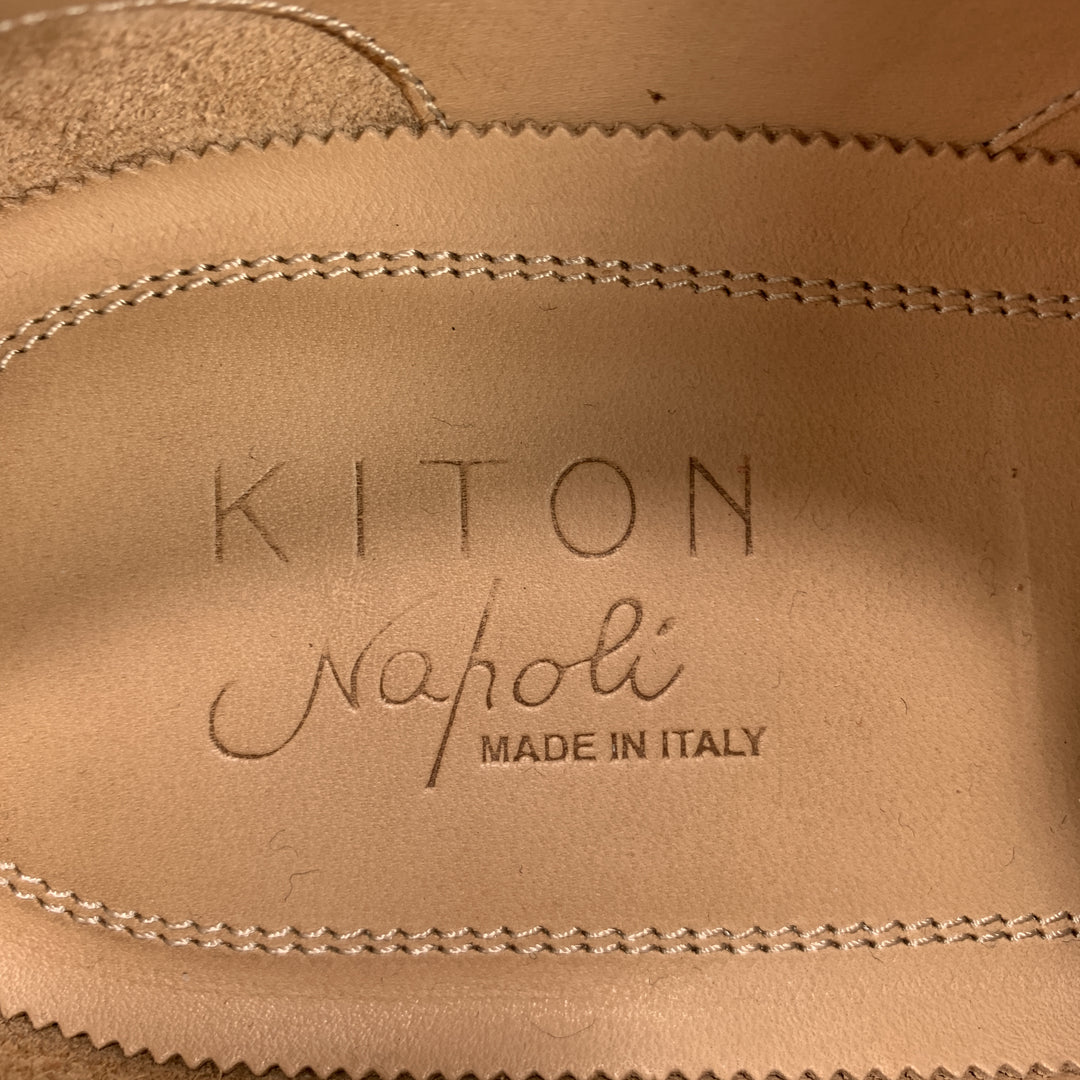 KITON Taille 9 Marron Effet Antique Cuir Cap Toe Lace Up Brogues