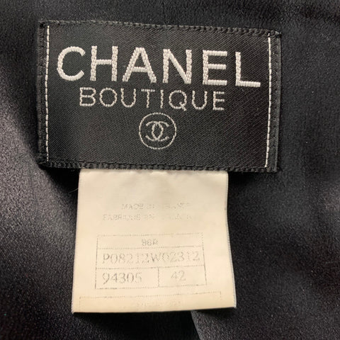 CHANEL Size 10 Black Cashmere Single Breasted Coat
