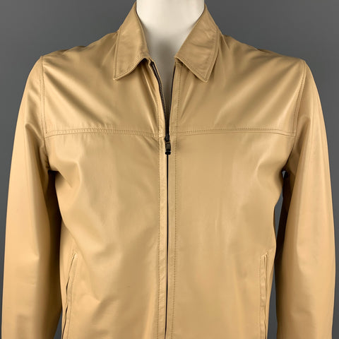 PAL ZILERI Size L Beige Polyester Zip Up Jacket
