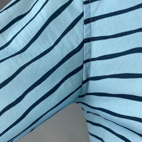 BAND OF OUTSIDERS Size L Blue Navy Stripe Cotton Short Sleeve Shirt