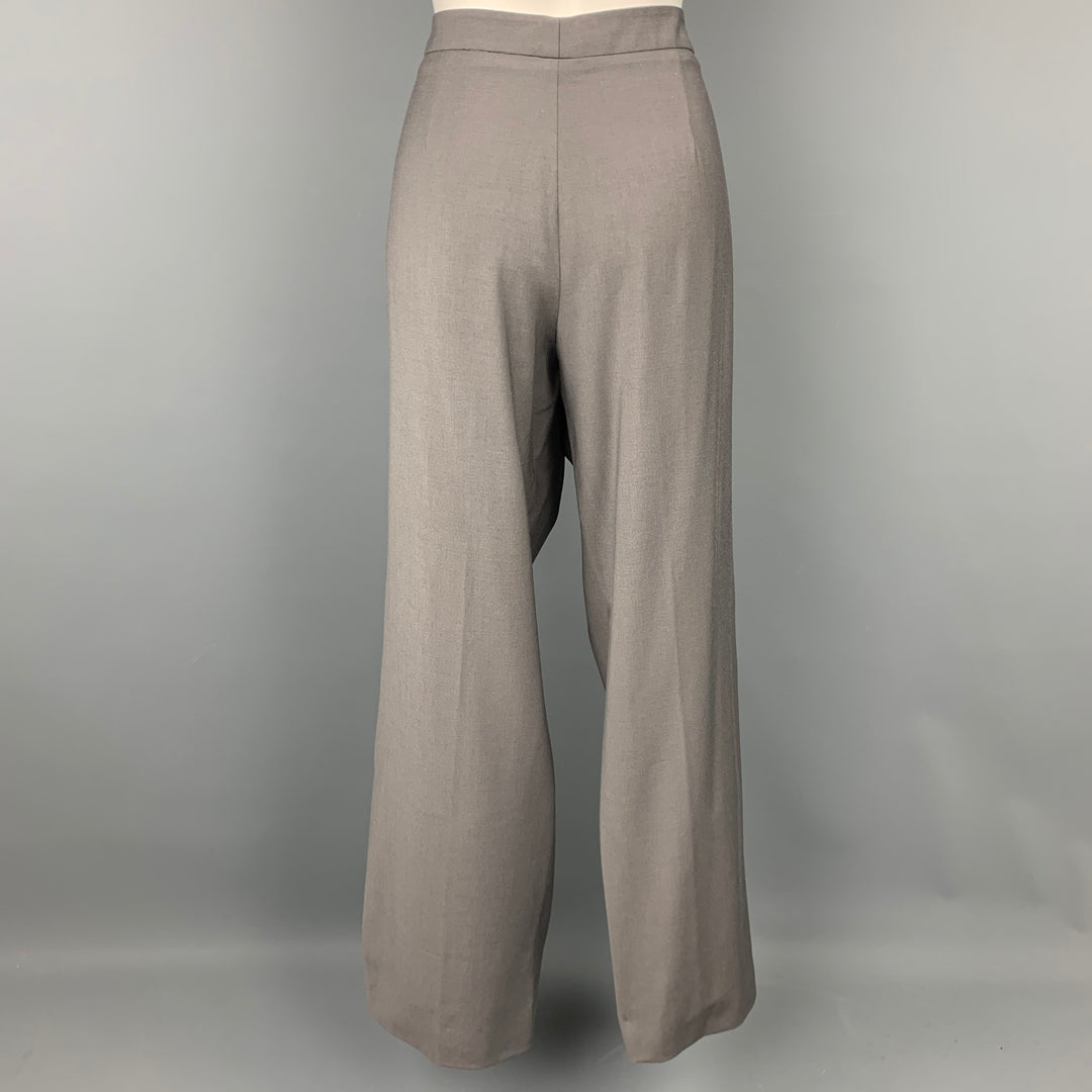 ARMANI COLLEZIONI Size 14 Grey Wool Blend Wide Leg Dress Pants