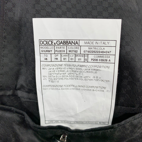 DOLCE & GABBANA Gold Size 36 Regular Eggplant Purple & Black Wool Blend Shawl Collar Suit
