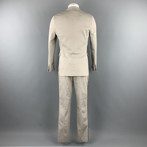 NEIL BARRETT Size 38 Light Gray Cotton / Elastane Peak Lapel Silk Trim Tuxedo