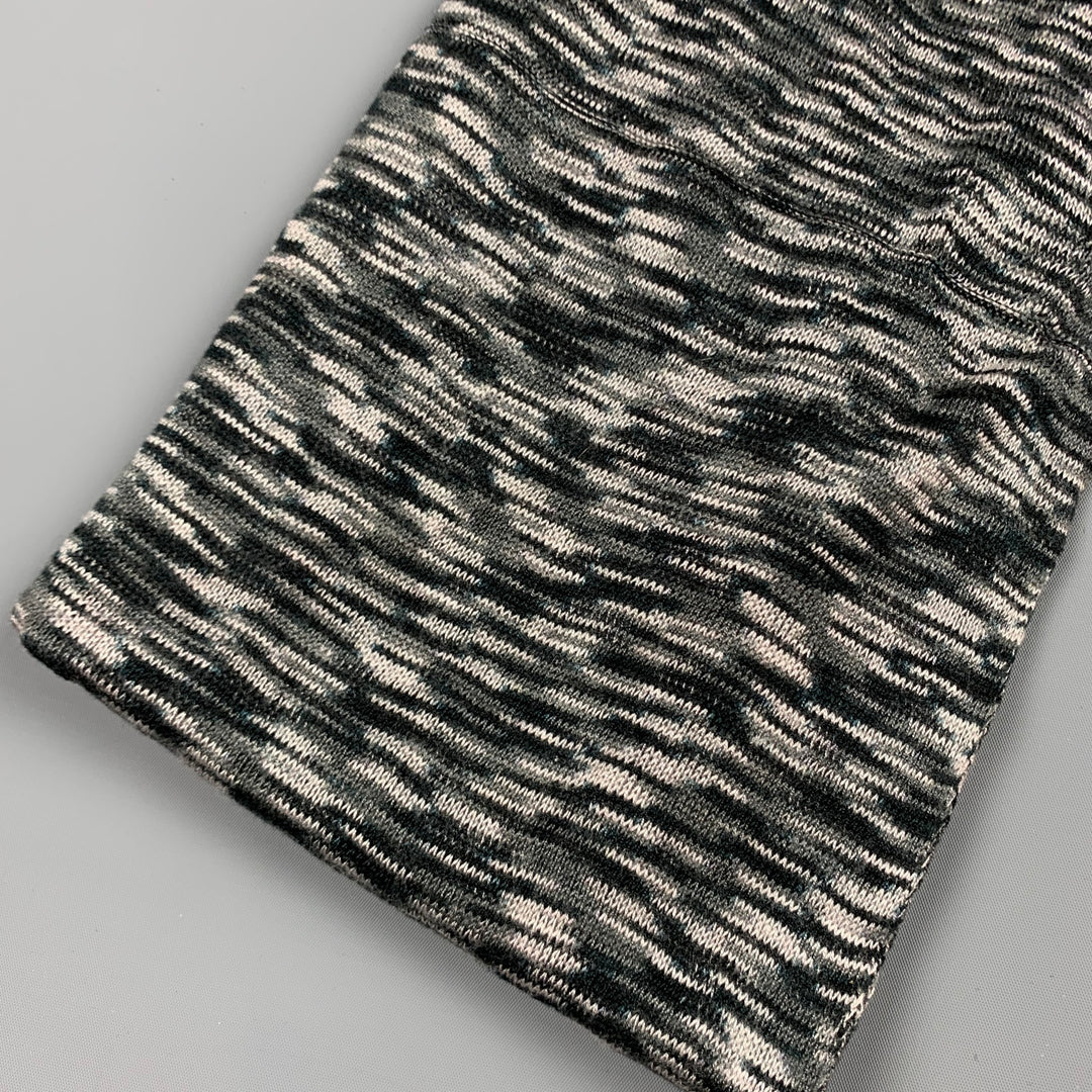 MISSONI Grey Marbled Knitted Rayon Scarf