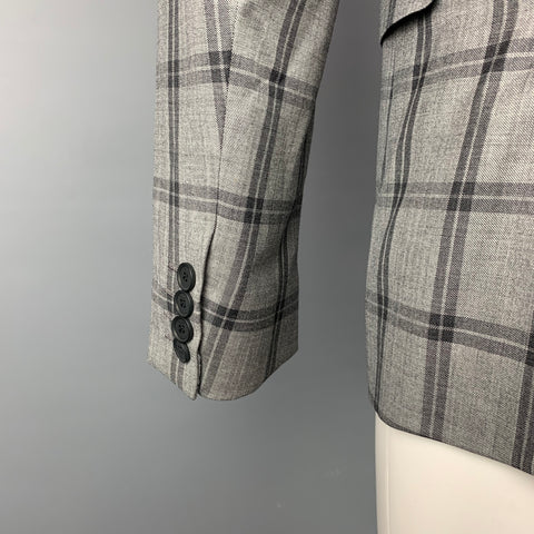 PAUL SMITH Kensington Fit Size 38 Regular Grey & Black Plaid Wool Notch Lapel Sport Coat