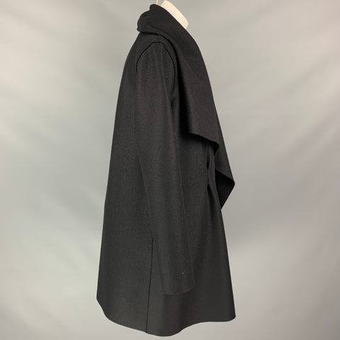 HARRIS WHARF LONDON Size M Black Wool Open Front Coat