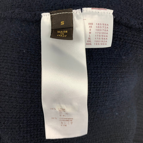 LOUIS VUITTON Size S Navy Knitted Wool Cashmere High Collar Cardigan
