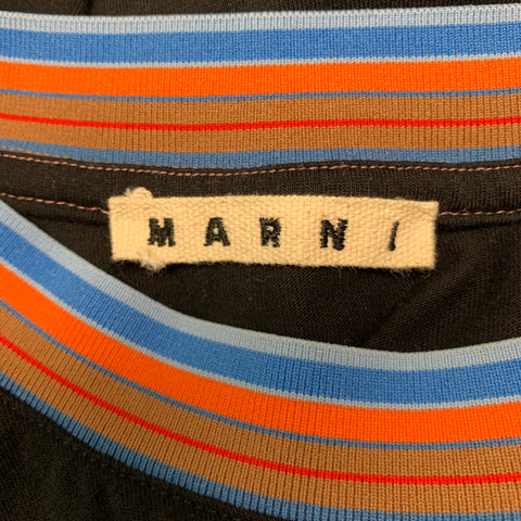 MARNI Taille M T-shirt à manches courtes en coton à bordure contrastée noir orange