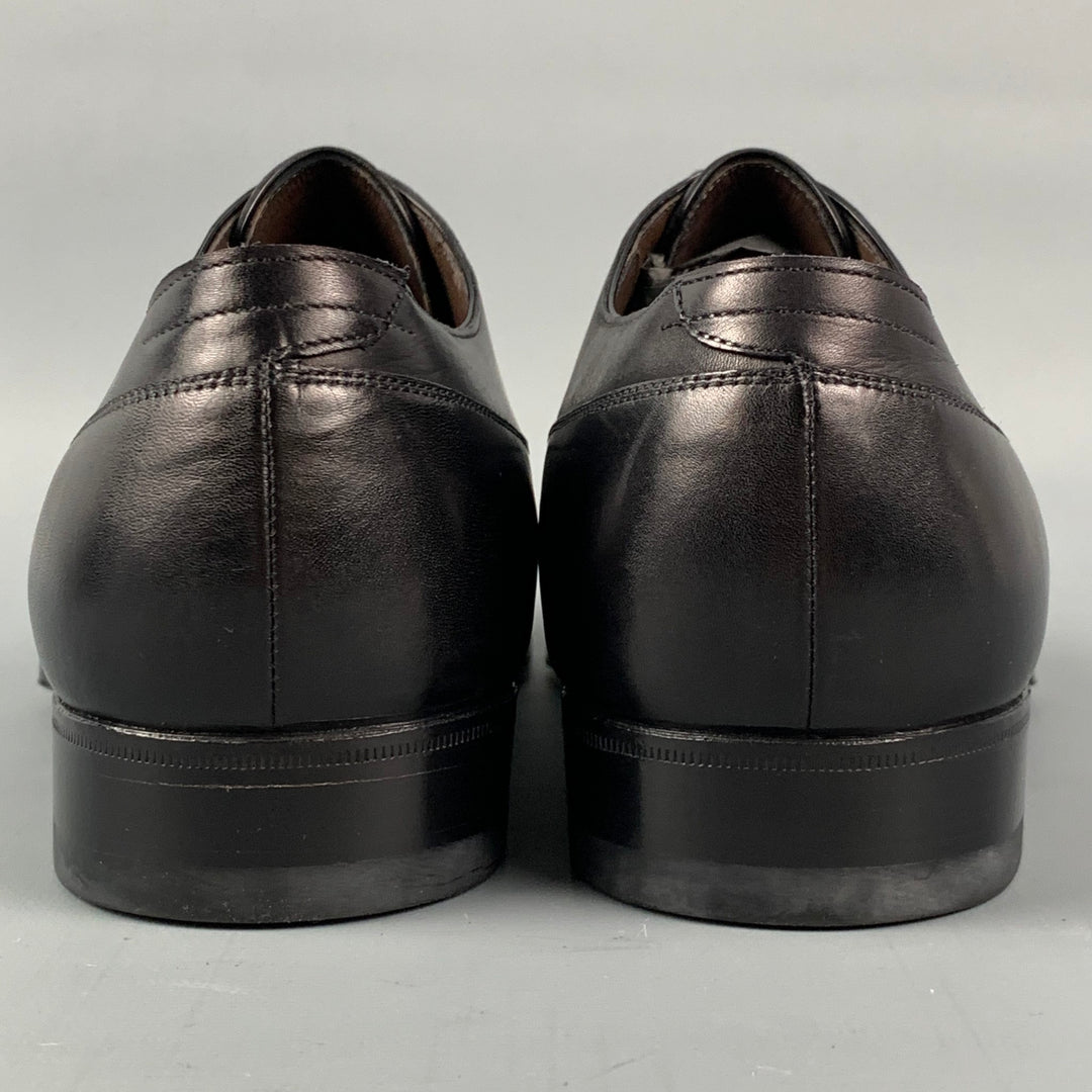 BRIONI Size 9 Black Leather Cap Toe Lace Up Shoes