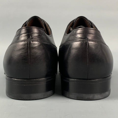 BRIONI Size 9 Black Leather Cap Toe Lace Up Shoes