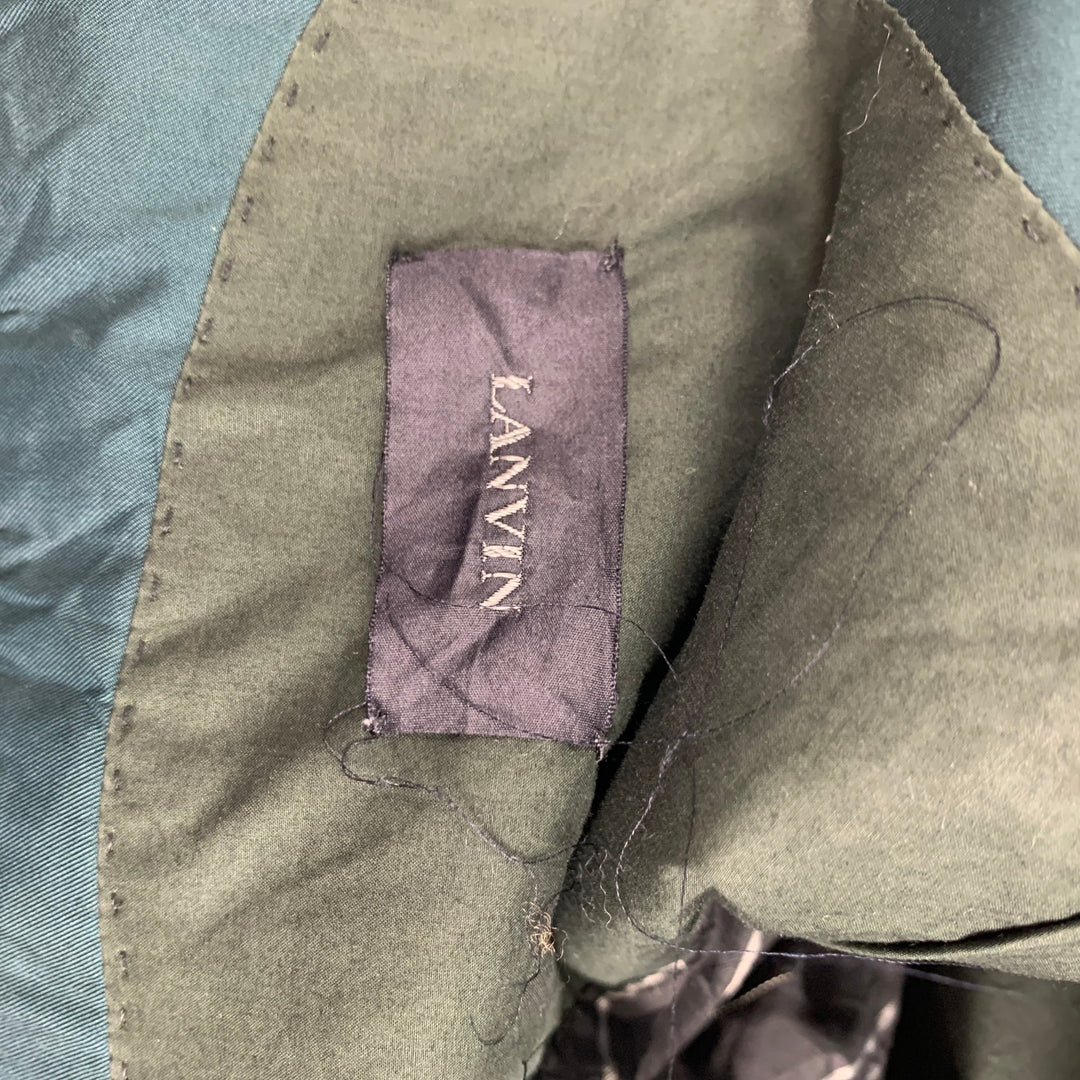 LANVIN Talla 42 Abrigo deportivo regular con solapa de muesca de seda arrugada esmeralda