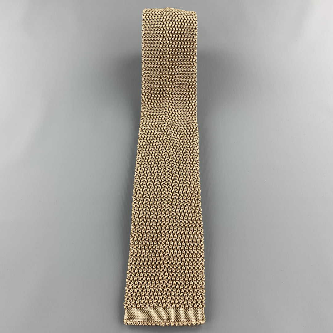 LOCK & CO LONDON Taupe Beige Silk Textured Knit Tie