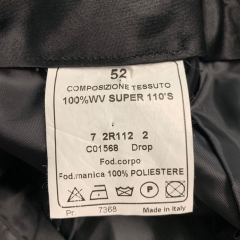 ROMEO GIGLI Size 42 Black Green Solid Wool Notch Lapel Suit